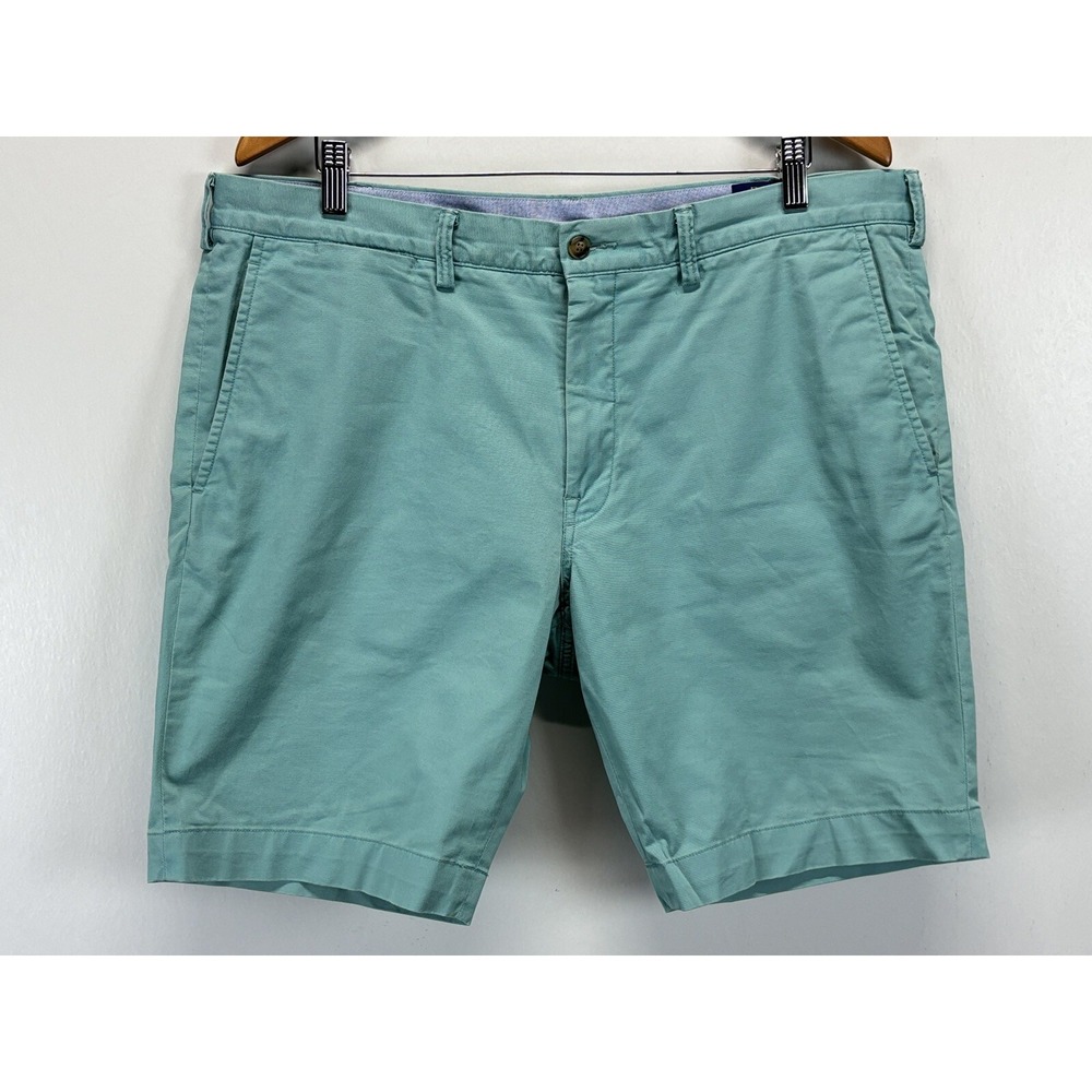 Men's Polo Ralph Lauren Chino Shorts Sz 38 Blue Green Color Flat Front Slim Fit